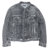 Excellent condition BALENCIAGA 20SS 621580 denim transfer print stretch jacket, black, size L, made 