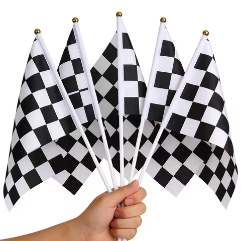 14x21cm Polyester F1 Racing Hand Flag Checkered Flag Black And White Square Hand Flag Racer Waving F