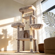 L&Q 3in1 Cat Condo Wooden Scratching Post Suitable For 3-5 Cats. Soft Velvet Fabric Multiple Compart