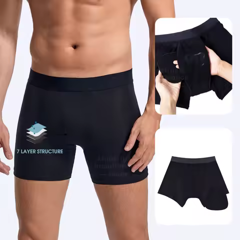 Men's Boxer Incontinence Anti-Leak Super Absorbent Reusable Washable Senior Leak Proof Underwear Con