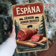 HELLOYOUNG Spanish Jamon Metal Sign Vintage Iron Nameplate Rustic Kitchen Wall Decor Iberico Ham Art