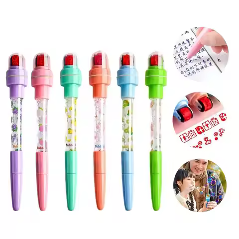 With Light Bubbler Pen With Stamp 5 In 1 Sensory Seal Roller Stamp Pen Multifunctional Fidget Bubble