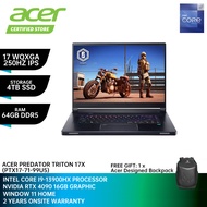 ACER Predator Triton 17X PTX17-71-99U5 Gaming Laptop (17 QHD+ 250Hz | I9-13900HX | 64GB | 4TB SSD | RTX 4090 | W11)