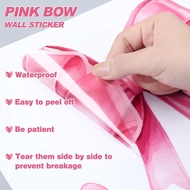 Yinder 12 Sheet Coquette Pink Bow Stickers Valentine's Day Pink Bow Heart Wall Decals Peel and Stick