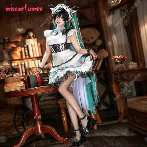 【Ready for Ship】 Cosplay.fm Women's Goddess Mermaid Cosplay Costume Coffee Maid Outfit Dress with Ap