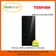 TOSHIBA GRRF532WEPGX(22) 503L FRENCH DOOR REFRIGERATOR - 2 YEARS TOSHIBA WARRANTY + FREE DELIVERY