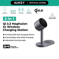 AUKEY LC-MC213 Qi2.2 MagFusion 2X Wireless Charging Station 2-in-1 Magnetic Wireless Charger