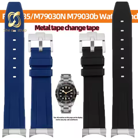 For Tudor 1958 BLACK BAY M79030N M79030B Men's FKM Watchband Steel strip 20MM 20mm Blue modified Flu