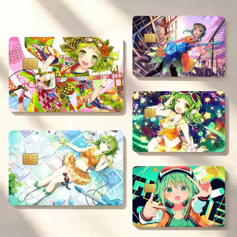 Anime V-Vocaloid Megpoid Gumi Credit Card Skin Stickers For Bank Bus Metro Cards Waterproof Anti-Scr