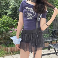 Word-Length Lace-Up Skirt Thin Waist Casual Crotch High Wave Matching Women's Skirt Hundred Summer C