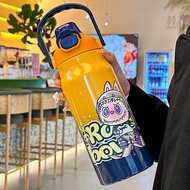 Gradient 3D Cartoon Insulation Cute Straw Water Cup Student High-value Large-capacity Sports Portabl