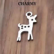 2D deer hanging Charm, T8540, Stainless titanium steel - Deer pendant - Charmy