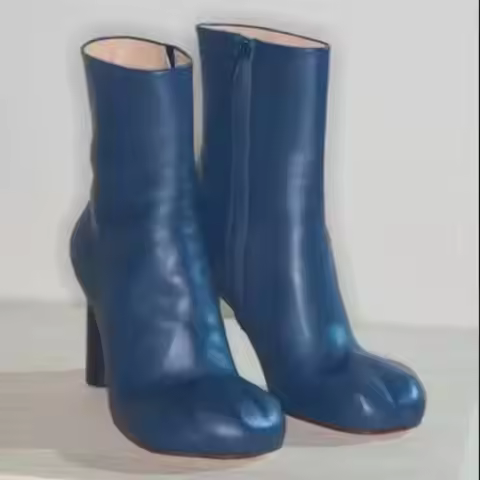 Women's Cat Paw Ankle Boots New Design Block Heel Cute Blue/Red Chunky High Fashionable Footwear
