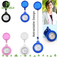 HUAYUEJI Retractable Nurse Watch Silicone Quartz Clock Clip-on Fob Watch