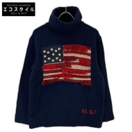 Polo Ralph Lauren 海軍藍流蘇飾邊旗幟圖案毛衣 XS 碼 [二手]