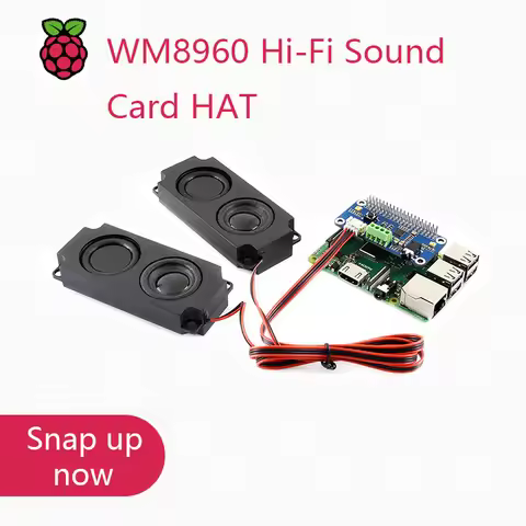 Waveshare WM8960 Hi-Fi Sound Card HAT for Raspberry Pi Zero/Zero W/Zero WH/2B/3B/3B+, Stereo CODEC, 