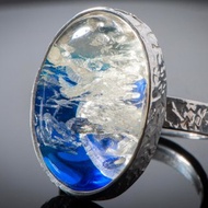 4.5號戒指 獨家藍色琥珀戒指 獨 無 的琥珀戒指 訂製琥珀戒