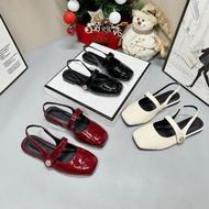 (Baby form) women's shoes, loafers with round buttons in patent leather, 1cm flat sole, fashionable 