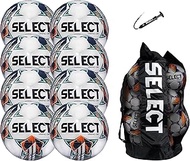 SELECT Viking DB Soccer Ball, White/Teal/Orange V24, 8-Ball Pack with Ball Bag and Hand Pump, Size 4