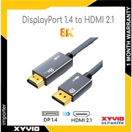 XYVIO 8K DP 1.4 to HDMI 2.1 Cable HDCP2.0 DisplayPort to HDMI 4K@144Hz / 8k@60Hz Ultra High