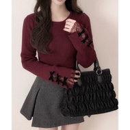 GRL Ribbon lace ribbed knit top [pm791a]/ GRL Women's knit top