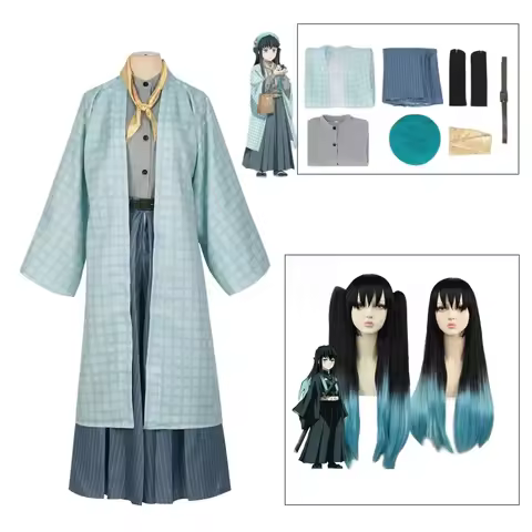 Tokitou Muichirou Cosplay Costume Kimono Wigs Hat Muichirou's Gorgeous Outfit