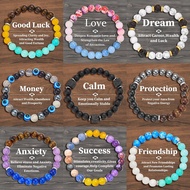 Natural Volcanic Stone Bracelet Blessing Meaning Love Elastic Niche Personality Jewelry JKS8