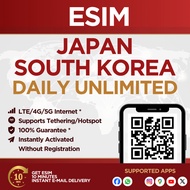 eSIM Japan & Korea Daily Unlimited 1-7 DAYS | eSIM Activated Instantly
