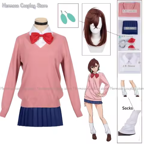Anime Momo Ayase Cosplay Costumes Wig Dan Da Dan Sweater Skirt Earrings Neck Ornament Set Halloween 