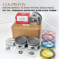 Brand New CLK Piston - Nissan March 72mm 72.5mm 73mm low comp fit 1.0L EJDE EJVE Turbo Perodua Kenar