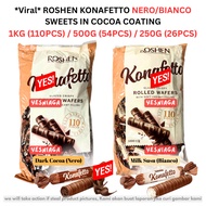 *Viral* ROSHEN KONAFETTO NERO/BIANCO SWEETS IN COCOA COATING 1KG (110PCS) / 500G (54PCS) / 250G (26P