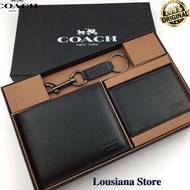 Coach Black Leather Short Men Wallet+Card Holder