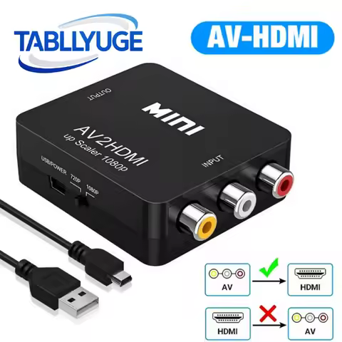 HD 1080P RCA AV to HDMI-compatible Converter with USB Cable Mini AV2HDMI Adapter Support NTSC PAL Ou