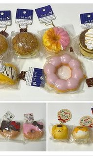 軟軟 squishy cafe de n 吊飾 玩偶 玩具 收藏 舒壓 甜甜圈 提拉米蘇 泡芙 鬆餅 蛋黃哥 布丁狗 不二家