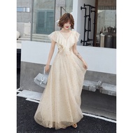 EAGLELY 2024 Formal Champagne Long Evening Dress For Women Dinner Party Elegant Classy Gown For Debu