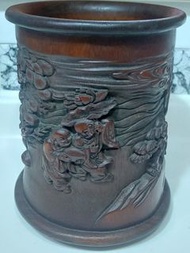 早期雕和合二仙竹筆筒