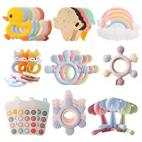 Baby Teether Silicone Teething Toys for Infant Baby Acessories 0 12 Months Baby Silicone Baby Toys T