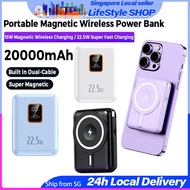【SG SELLER】Powerbank 20000mah Fast Charging PD 22.5W Wireless Powerbank with Cable Portable 2-in-1 Powerbank for iPhone