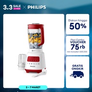 [EXTRA DISKON 35K] Philips Blender 5000 Series HR2221/40- Jar Plastik 2 L - Aksesoris Multifungsi -Dry Mill- Problend Crush Technology- Mudah dibersihkan  - Red