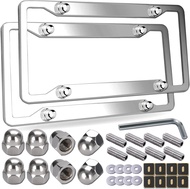 License Plate Frames for Volvo 2 Pack Matte Black Aluminum Slim Edge Car Tag Frame with Stainless St