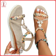 fulaide Trendy Boho Wedges Women Bohemian Wedge Sandals Women’s Wedge Sandals Beaded Bohemian Slingb