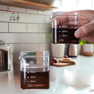 [Z&P-t] 90/120ml Square Espresso Measuring Cup With Scale Transparent Single Mouth Milk Jug Coffee S
