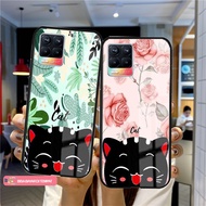 Realme 8 4g 8pro C35 C31 C11 2021 C20 Cat Motif Case - [W138] Shiny Glass Silicone - protector hp - 