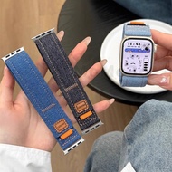 Retro Velcro iWatch Band for iWatch Ultra Series 9 se 8 7 Strap Breathable Denim fabric Bracelet iWa