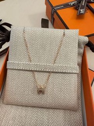 Hermes mini pop H 奶茶玫瑰金 頸鏈