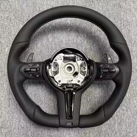 Flat Bottom All Black Button Sport Steering Wheel for BMW F01 F06 F10 F11 F20 F21 F22 F30 F31 F32 F3