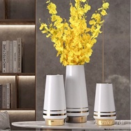 Modern Ceramic Vase Creative and Slightly Luxury Gold-Plated Vase Storage Jar Living Room Fashionable Ornaments Hotel Cr