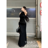 Slit Skirt + Turtleneck Set Sleeveless - Tharo Clothing [SET0030]