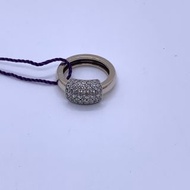 Piaget伯爵Possession系列18K白金滿鑽雙環戒指 52碼 弧形位置滿鑲鑽石