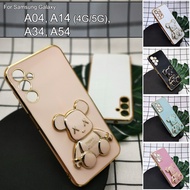 Mobile Case For Samsung Galaxy A04 A14 4G A14 5G A34 A54 Cute Fat Bear Stand Holder Cover Casing